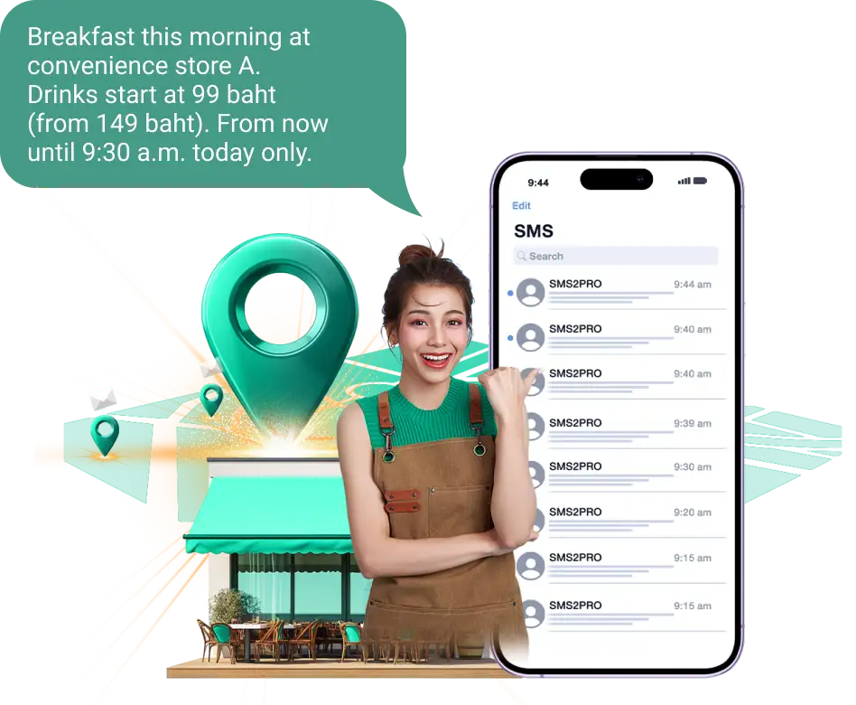 SMS location based sms2pro serviced result